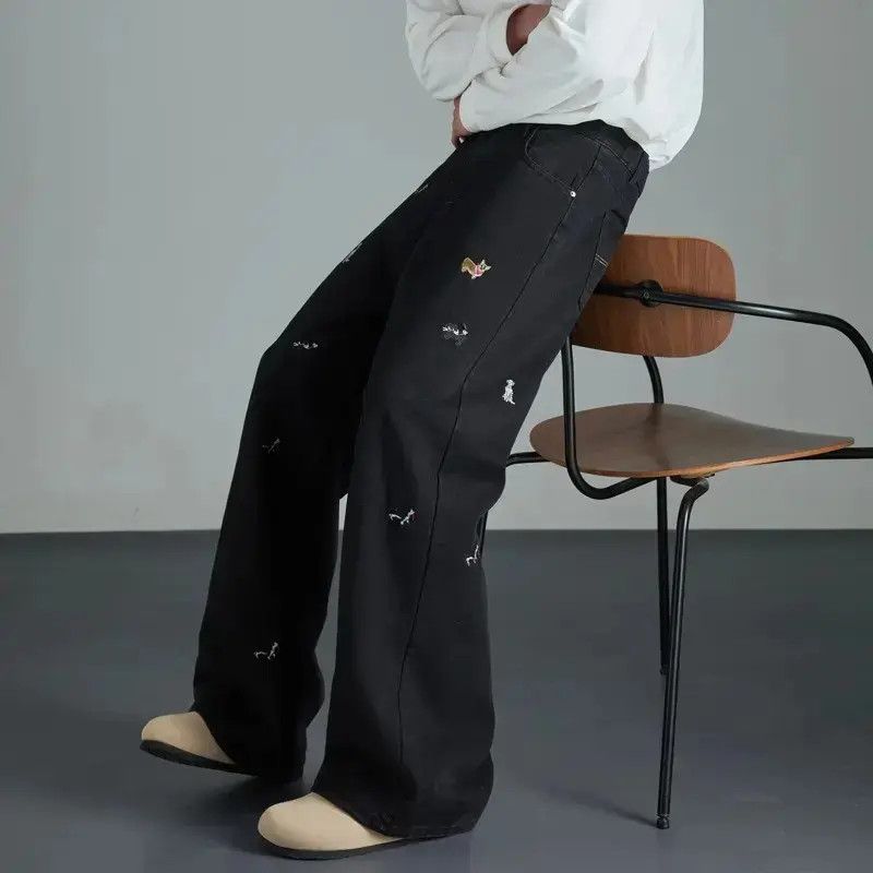 Japanese Brand Retro loose embroidered wide leg jeans Size US 32 / EU 48 - 2 Thumbnail