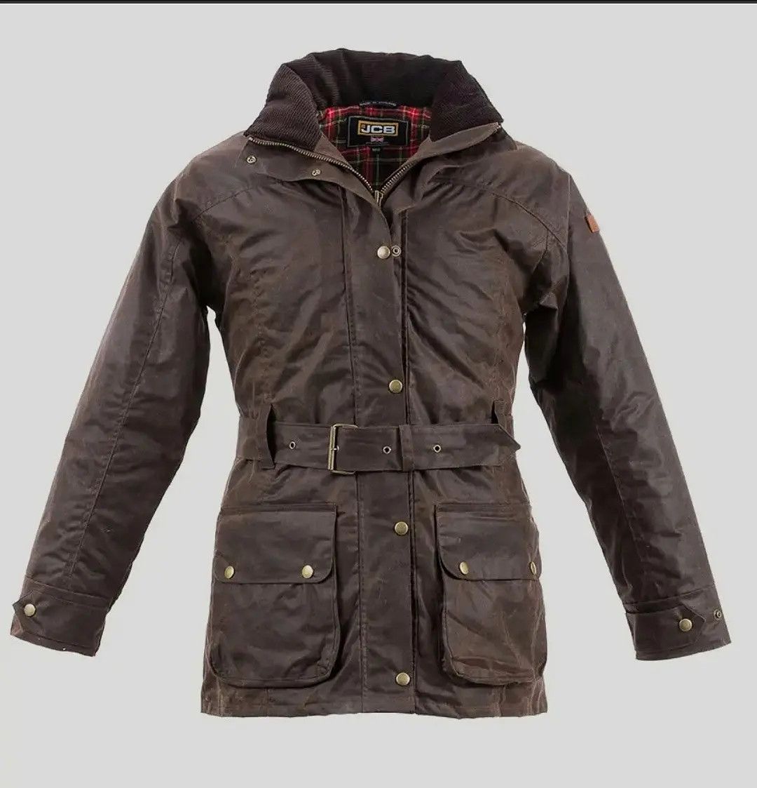 Other JCB Belted Wax Jacket Biker Workwear Tartan Ascot Jacket Size XL / US 12-14 / IT 48-50 - 1 Thumbnail