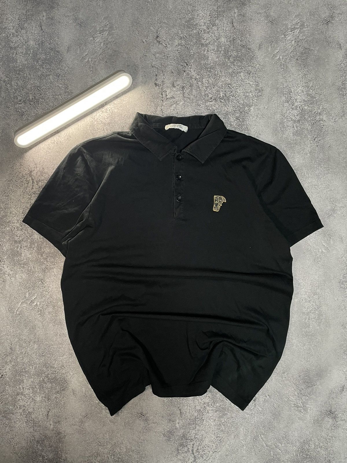 Vintage 90s Versace Medusa Archive Black Polo Tee