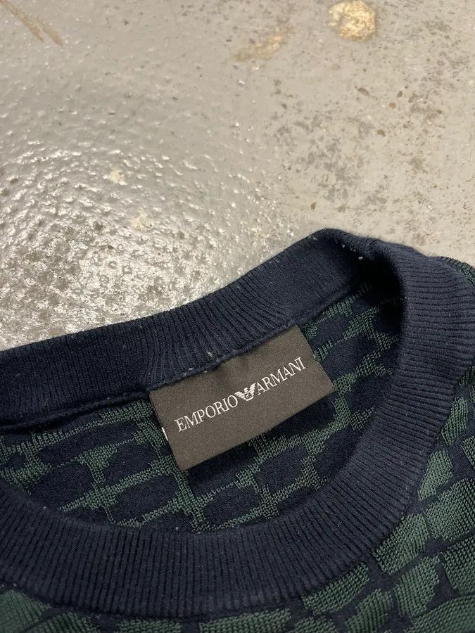 Emporio Armani 2010s Emporio Armani Dark Green Crocodile Effect Wool Sweater Size US M / EU 48-50 / 2 - 8 Thumbnail