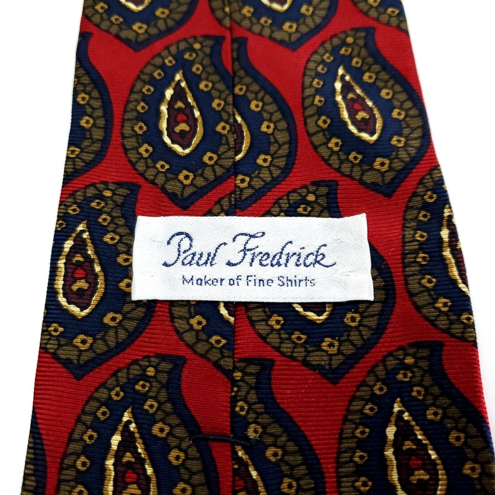 Paul Fredrick Paul Fredrick Red Paisley Print Silk Tie Size ONE SIZE - 3 Thumbnail