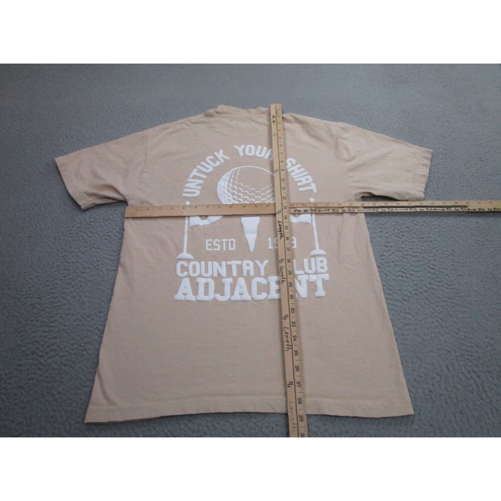 Vintage Country Club Adjacent Shirt Mens Medium Tan Golf Graphic Untuck Tee Made USA Size US M / EU 48-50 / 2 - 7 Thumbnail