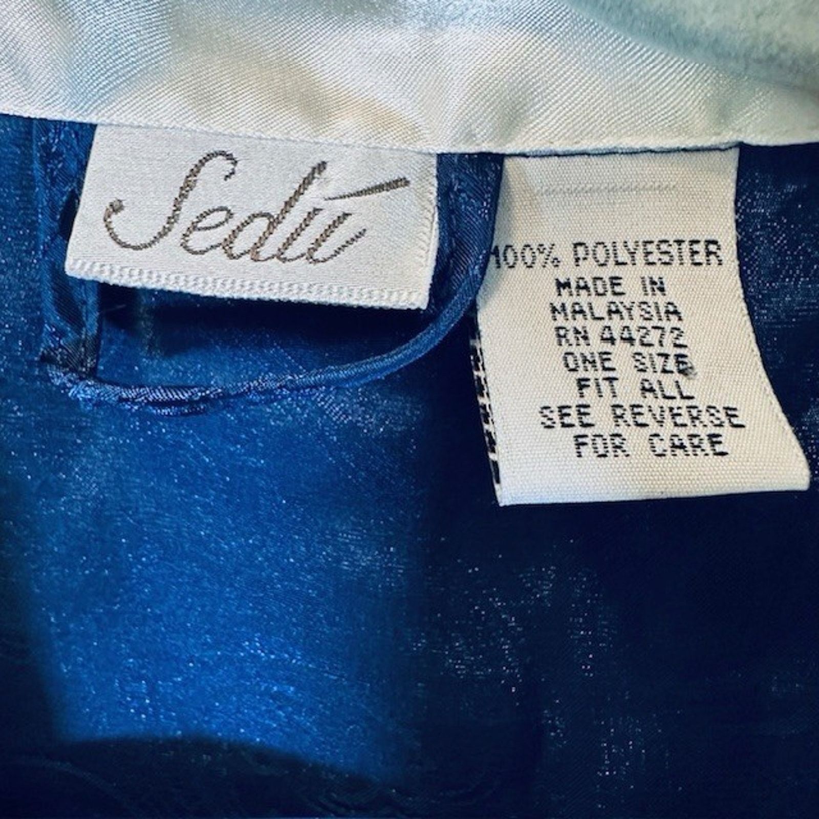 Other Sedu Robe w/Belt OSFM, Short Navy/White Polyester Vintage Size ONE SIZE - 3 Thumbnail