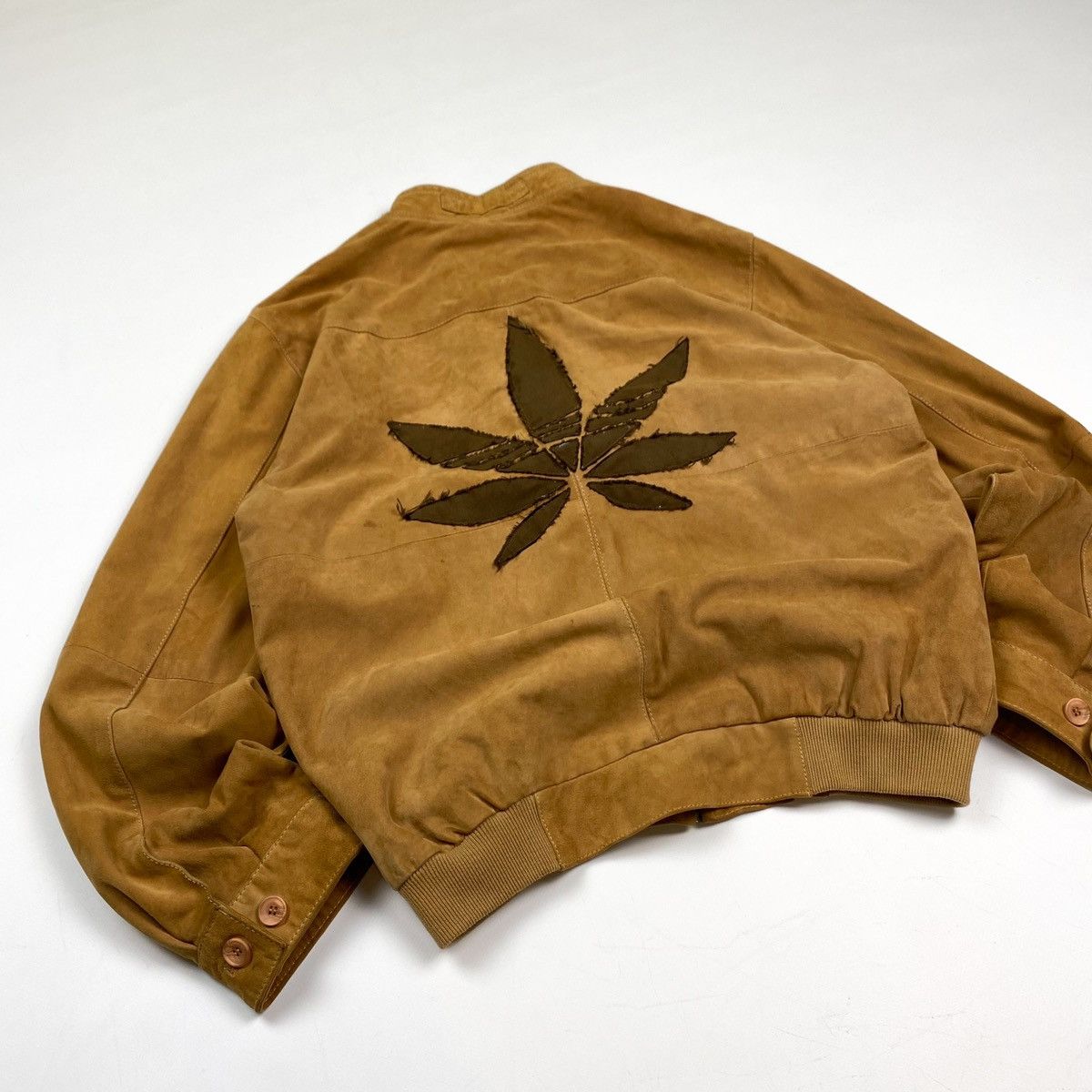 Japanese Brand × Vintage adidas ganja leaf suede bomber Size US L / EU 52-54 / 3 - 5 Thumbnail