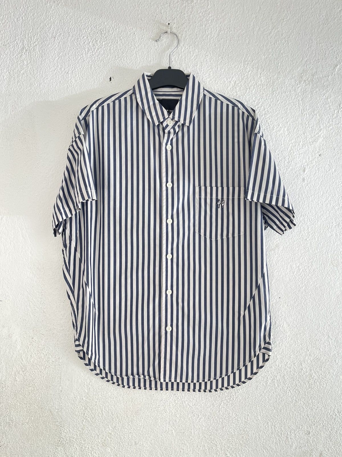 Number Nine Striped Button Shirt Small Embroidery