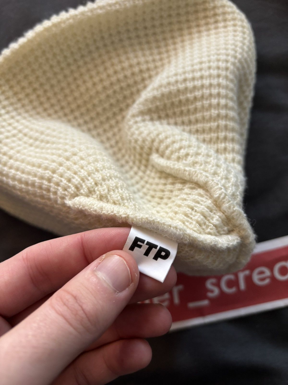 Fuck The Population FTP Waffle Knit Logo Beanie Cream Size ONE SIZE - 3 Thumbnail