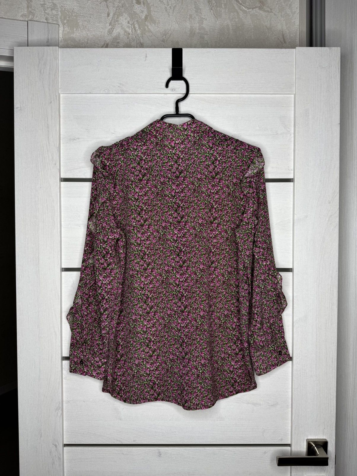 Max Mara Weekend Max Mara Silk Blouse Pink Floral Ruffle Sleeve Shirt Size M / US 6-8 / IT 42-44 - 11 Thumbnail