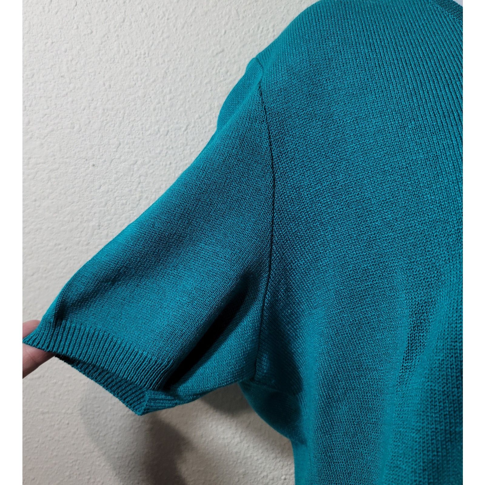 Other Philippe Marques Teal Blue Green Tight Knit Top 16P Size XXL / US 16-18 / IT 52-54 - 6 Thumbnail