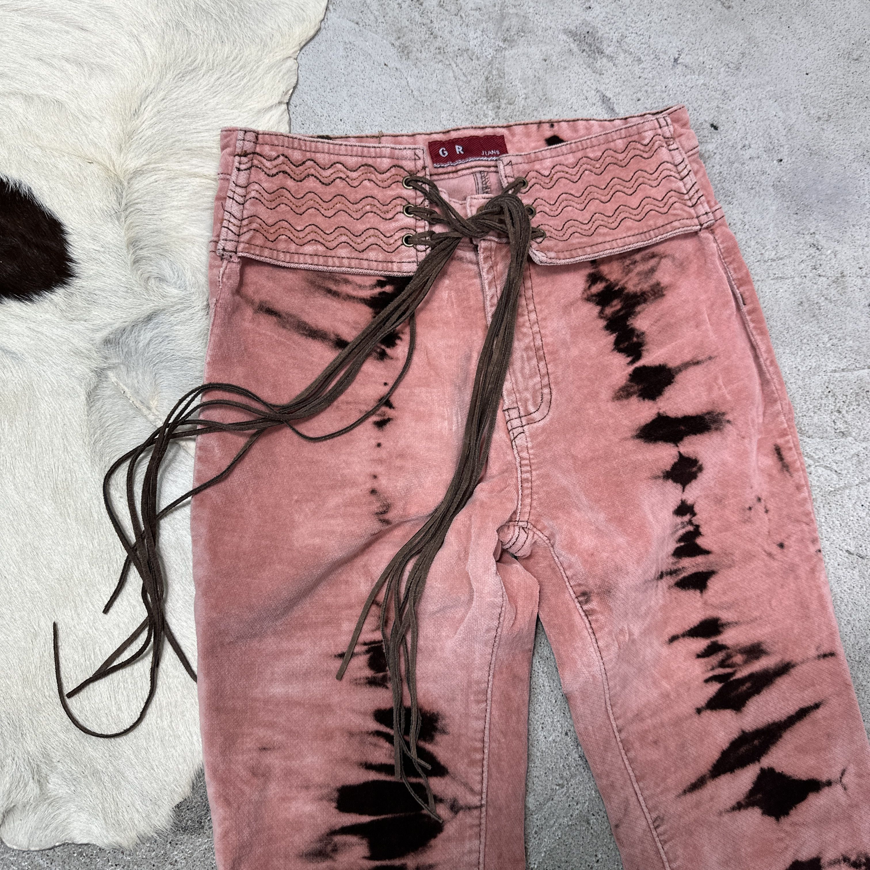 Vintage Vintage Western Velvet Printed Flared Pants 00s Size 24" / US 00 / IT 34 - 3 Thumbnail