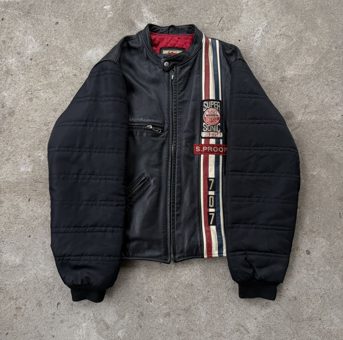 Diesel Vintage Diesel Y2k 90s Leather Biker Military Jacket Black 
