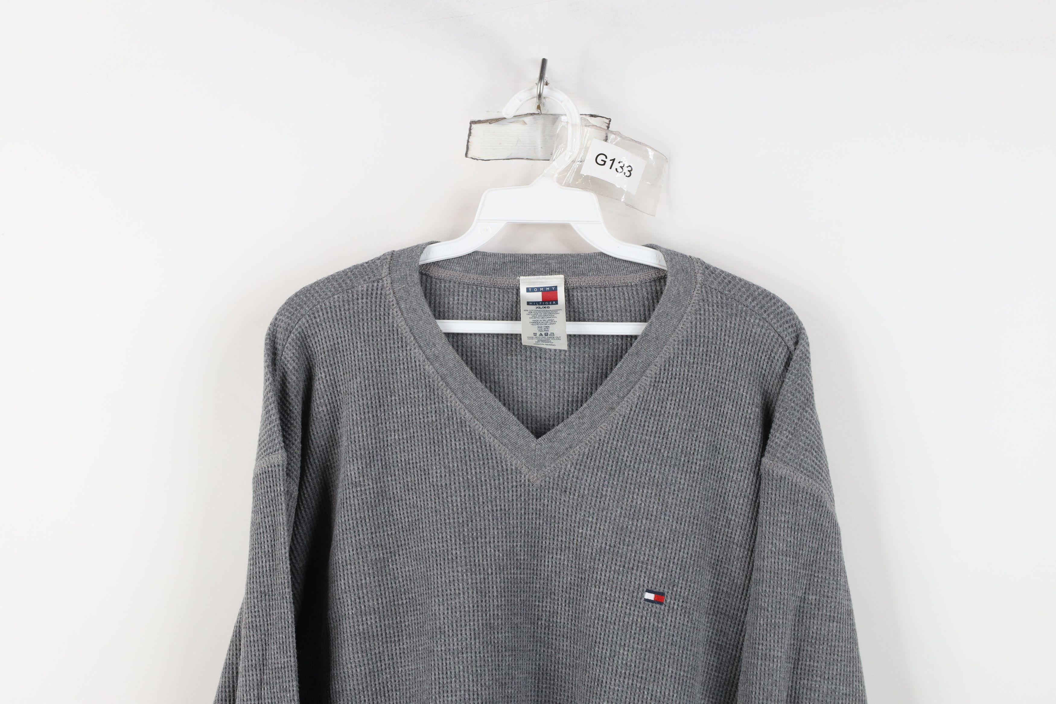Tommy Hilfiger Vintage 90s Tommy Hilfiger Knit Long Sleeve T-Shirt Gray Size US XL / EU 56 / 4 - 2 Thumbnail