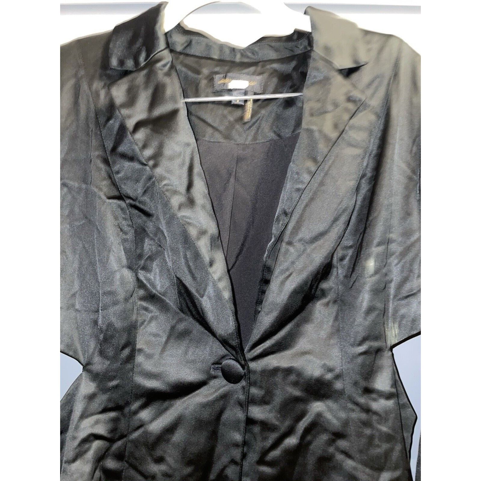 Donna Karan Donna Karan cut out tuxedo satin solid black blazer 8 jacket Size M / US 6-8 / IT 42-44 - 7 Thumbnail