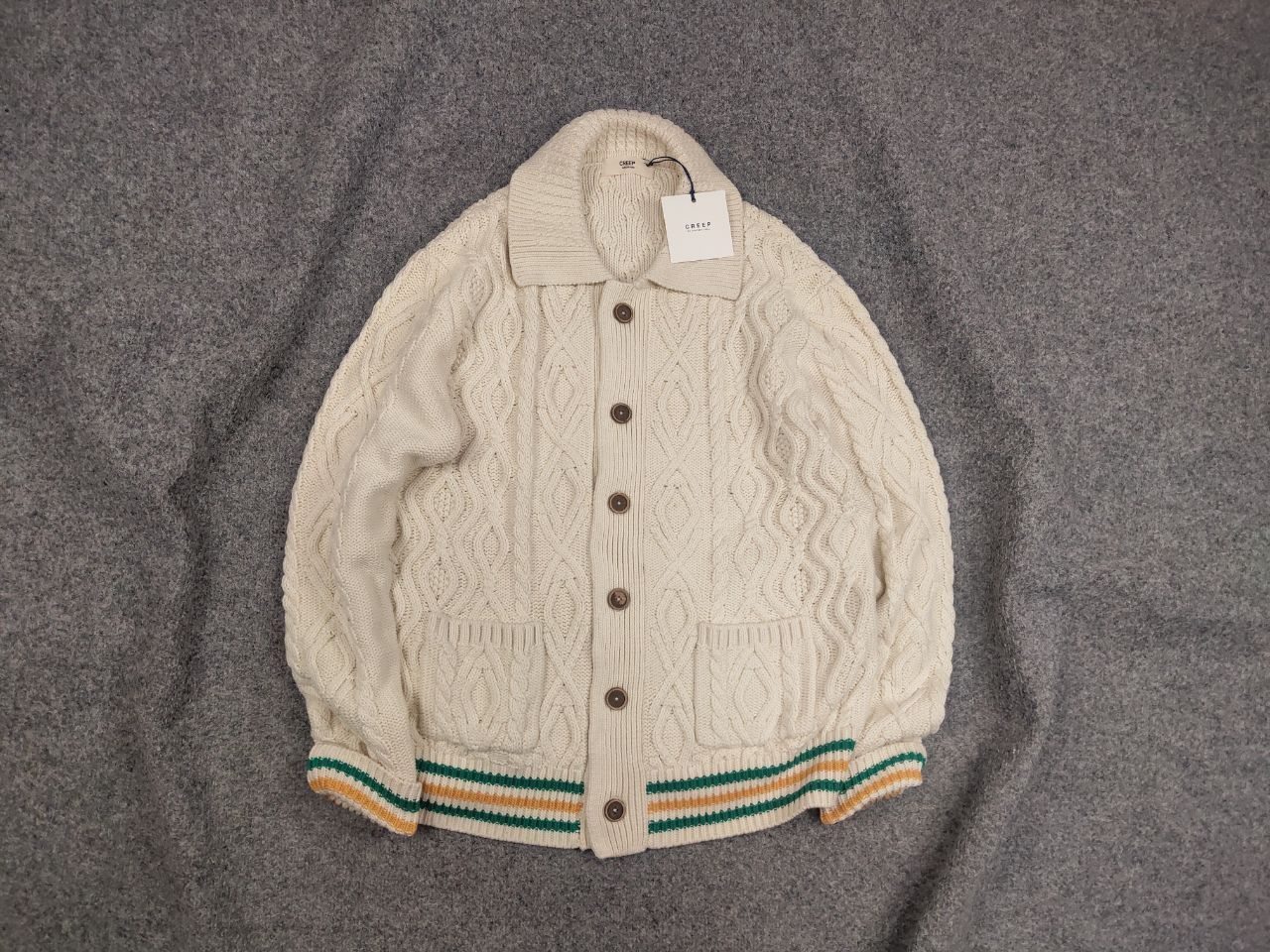 Creep by Hiroshi Awai Design Beige Knit Bottom Cardigan