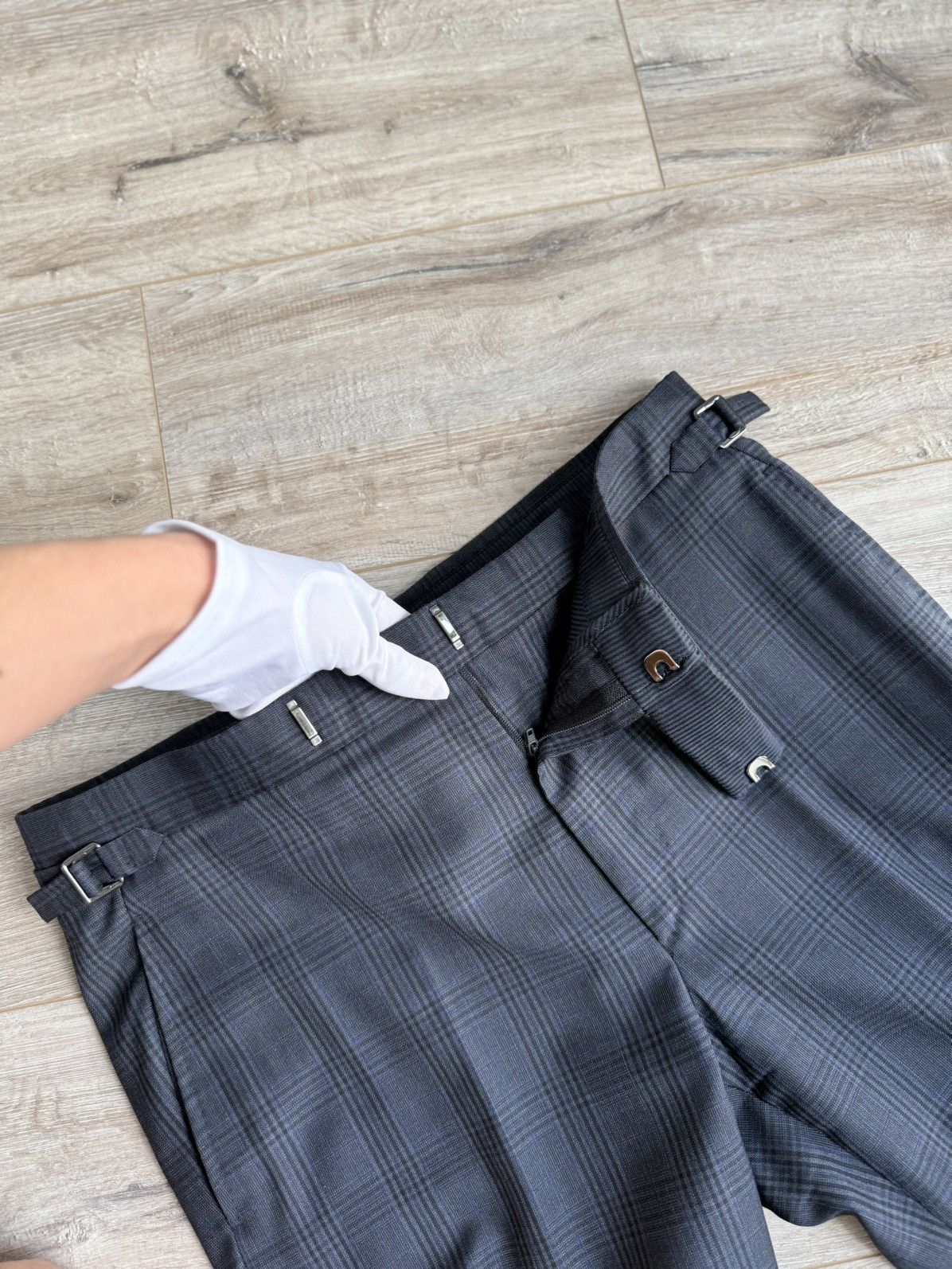 Tom Ford Tom Ford Navy Check Wool Trousers Side Adjusters 50R Size 50R - 11 Thumbnail