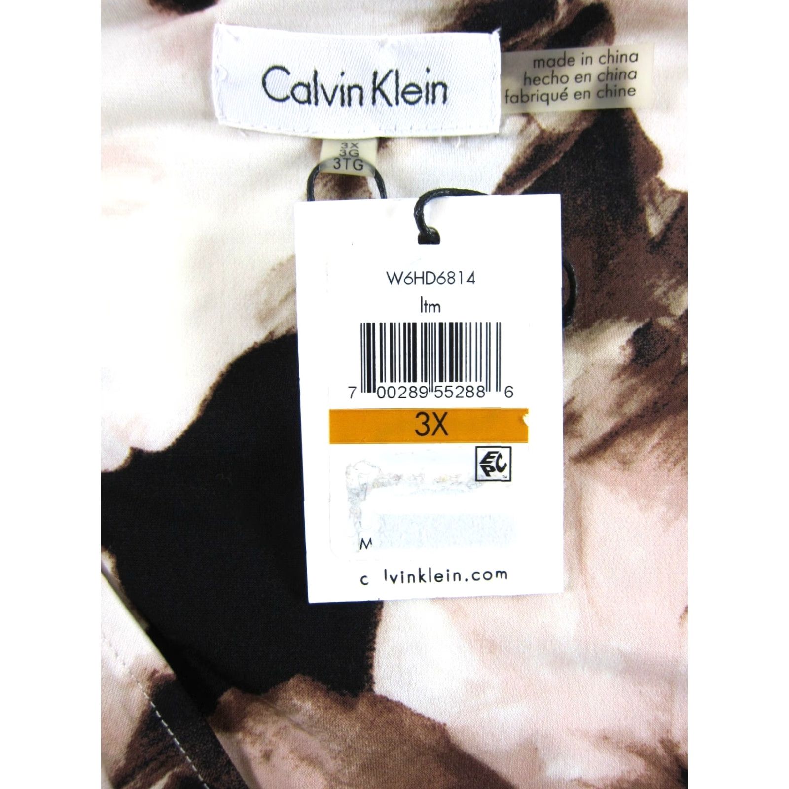 Calvin Klein Calvin Klein Dress NWT Wrap Midi Short Sleeve Floral 3X Womens Brown Pink Ivory Polyester Spandex Wrap Dress Size 40" / US 18 - 3 Thumbnail