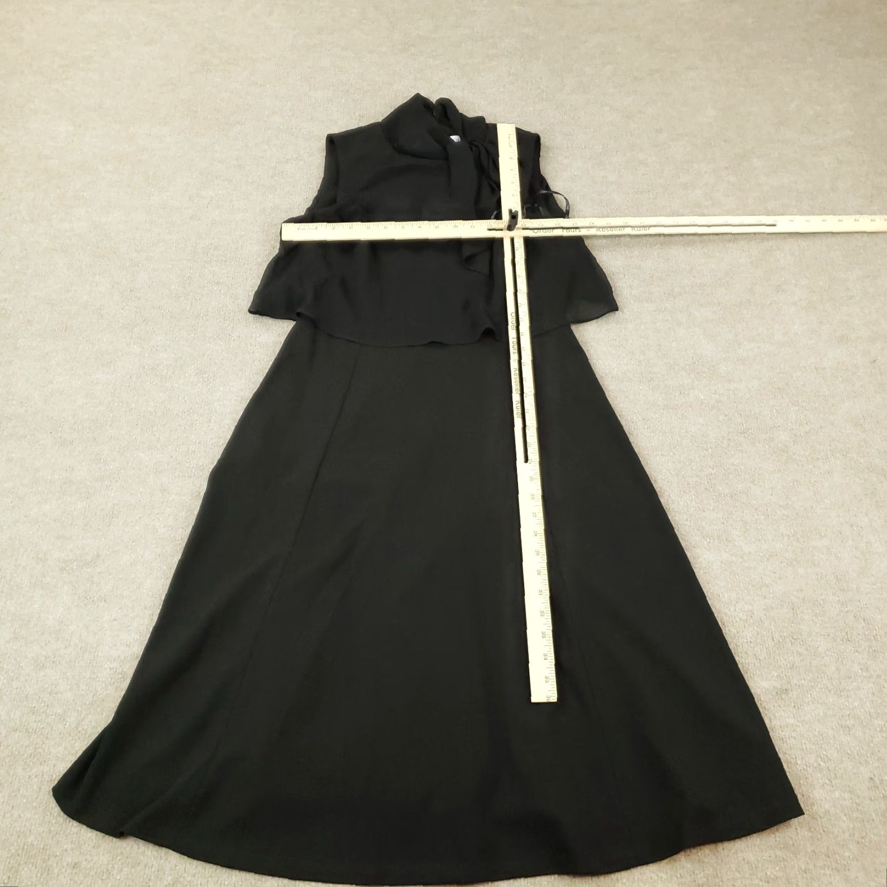 Calvin Klein Calvin Klein Dress Womens Size 10 Black Mock Neck Midi Layered Stretch Bow Formal, Party/Cocktail, Wedding Women XS? Size L / US 10 / IT 46 - 2 Thumbnail
