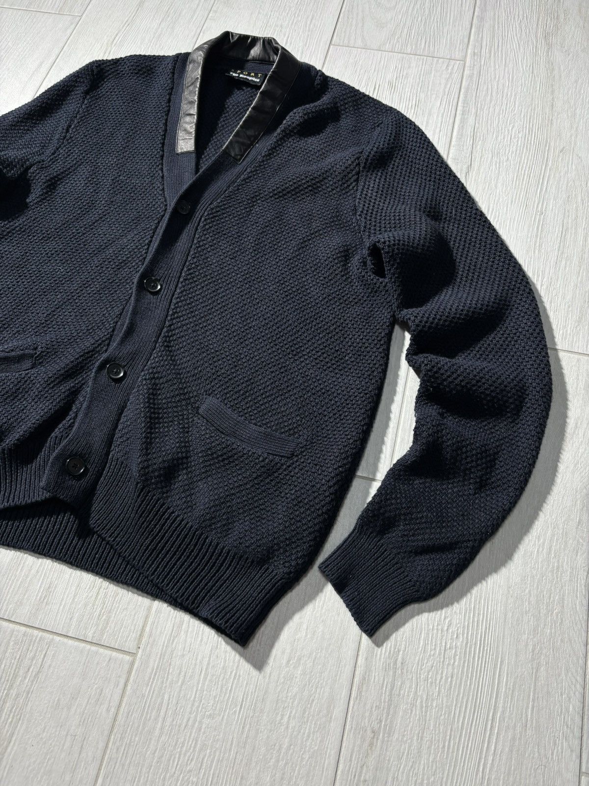 The Kooples The Kooples Cardigan Sweater Knitted Cotton Leather Neck Size US M / EU 48-50 / 2 - 3 Thumbnail