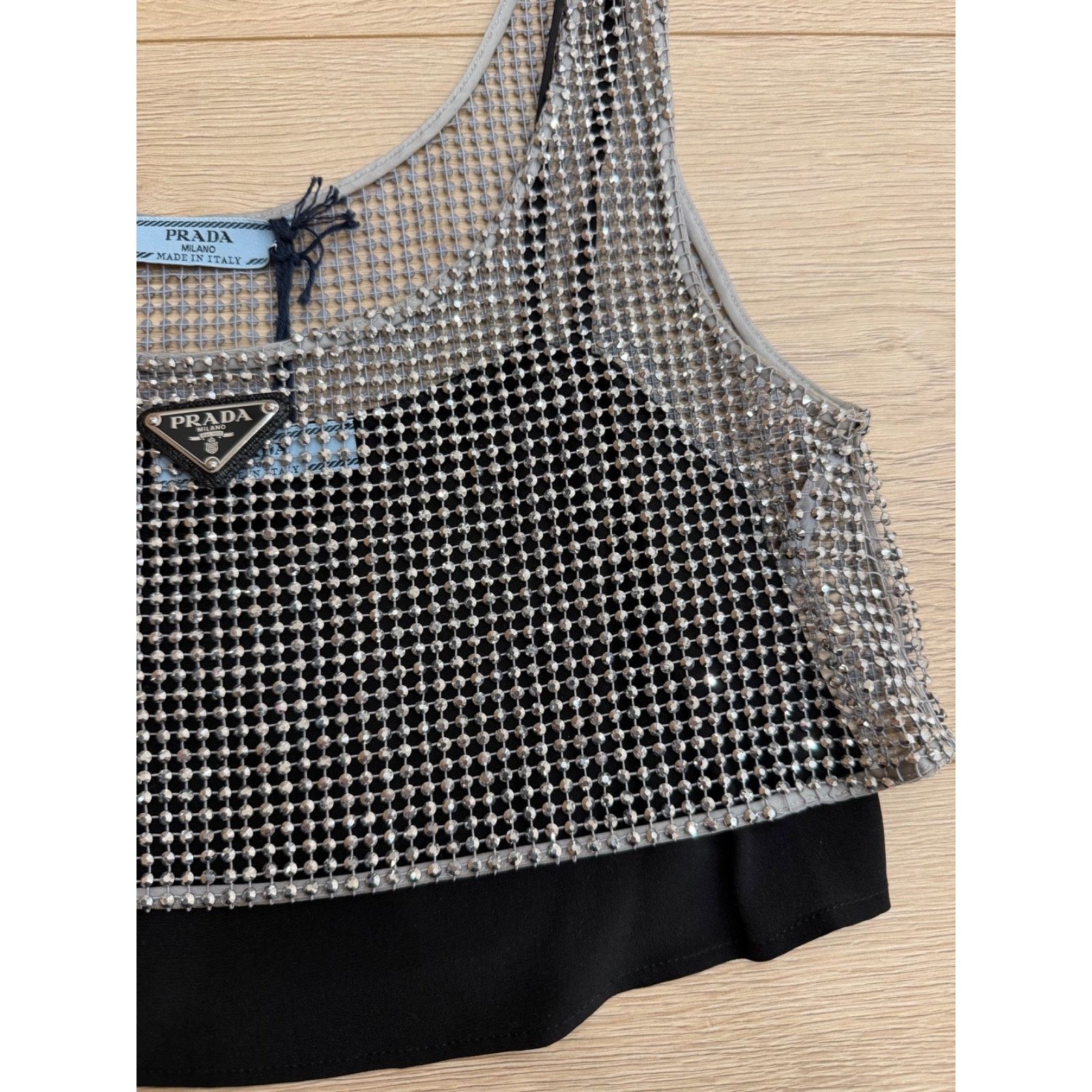 Prada Prada Rhinestone Crystal Strass Logo Vest Top Shirt 36 Size XS / US 0-2 / IT 36-38 - 7 Thumbnail