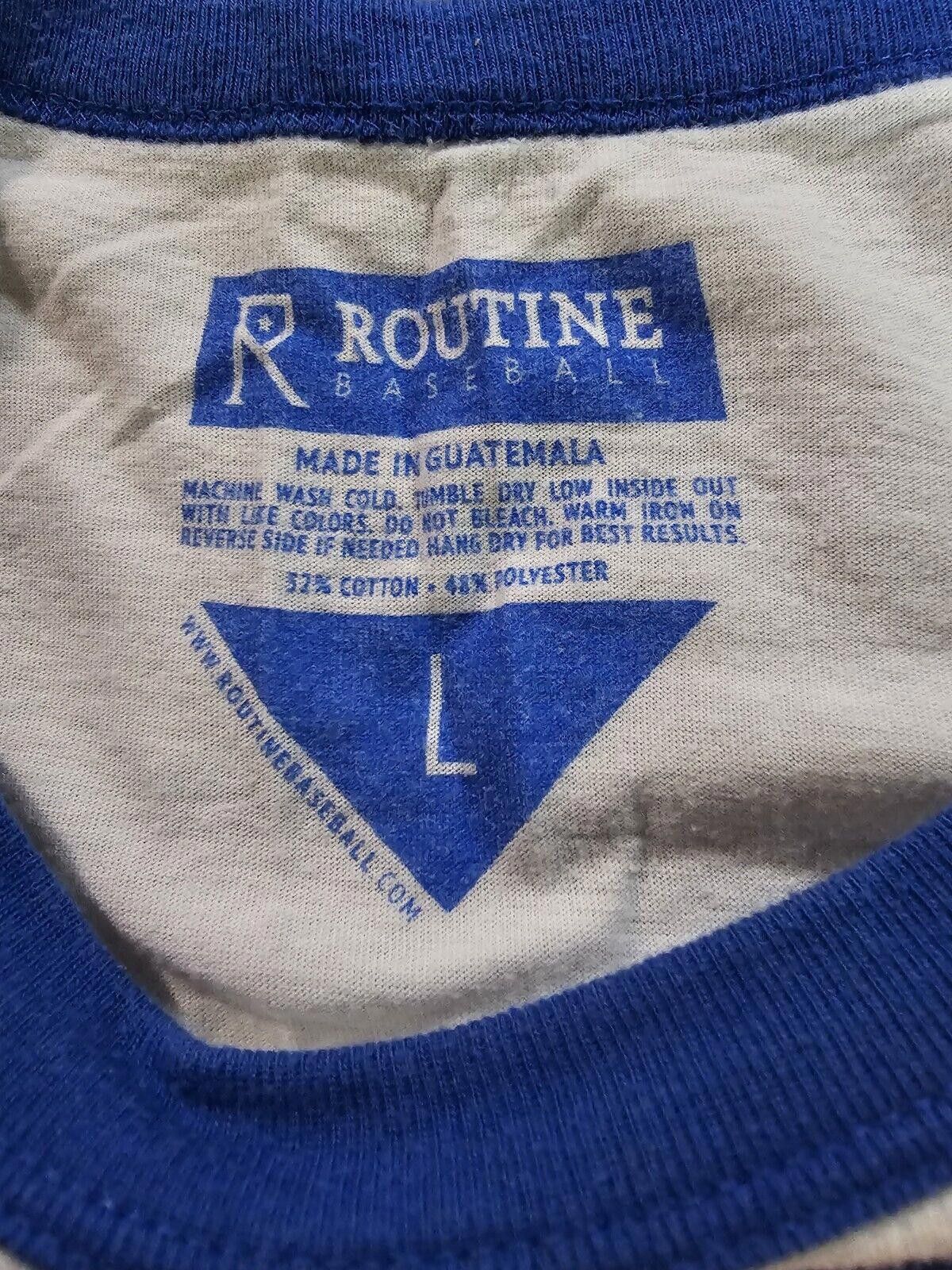Designer Routine Baseball RB 3/4 Sleeve T-Shirt Blue Mens Large Size US L / EU 52-54 / 3 - 4 Thumbnail