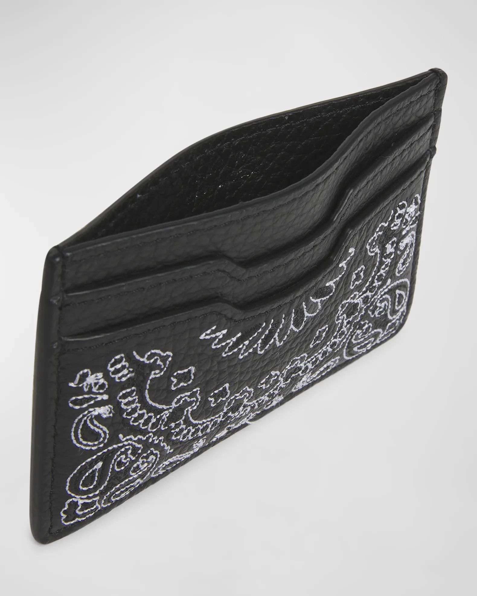 Amiri o1y0525 Size : OS / Logo Leather Card Holder in Black/White Size ONE SIZE - 3 Thumbnail