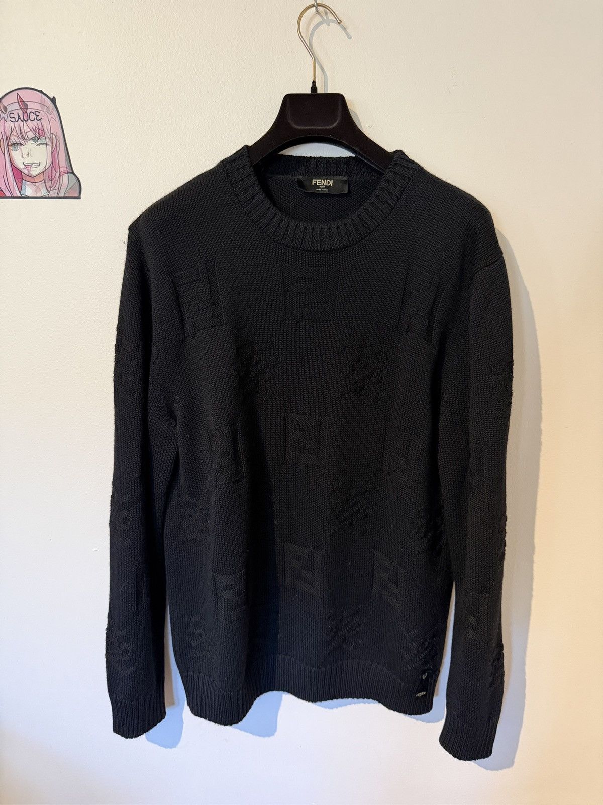 Fendi Fendi FF Motif Sweater Black Size US L / EU 52-54 / 3 - 1 Thumbnail