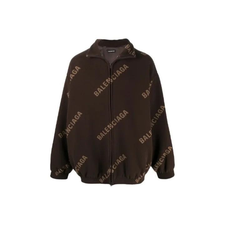 Balenciaga Balenciaga Brown Logo Print Zip Jacket for Men 0079-2507 Size US M / EU 48-50 / 2 - 1 Thumbnail