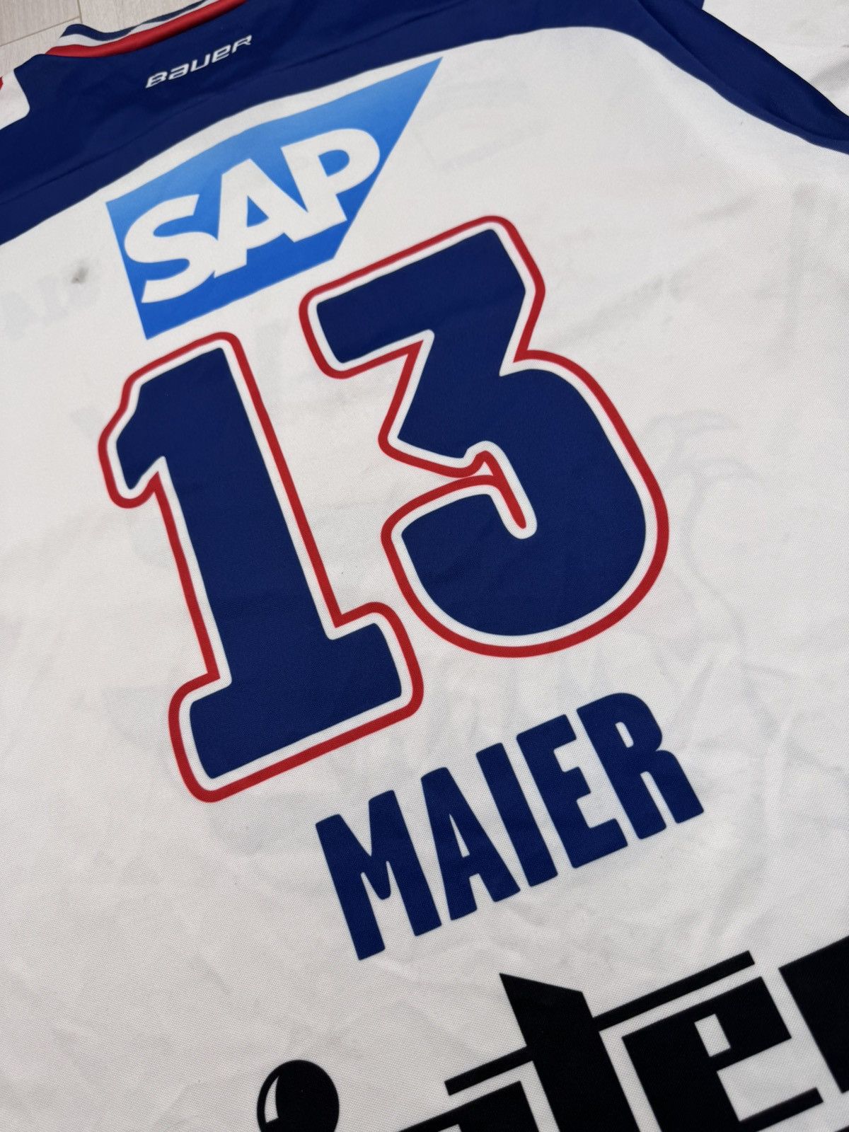 NHL MATCHWORN HC Adler Mannheim hockey jersey #13 MAIER Size US L / EU 52-54 / 3 - 19 Thumbnail