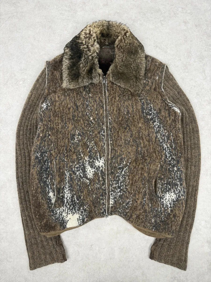 Roberto Cavalli 2000s Roberto Cavalli Brown Wool Mohair Fur Collar Light Jacket Size US XL / EU 56 / 4 - 5 Thumbnail