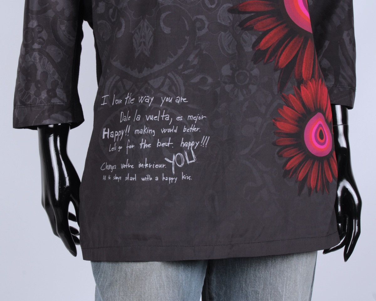 Designer × Desigual DESIGUAL Viscose Blend Black Flower Rhinestones Tops Blouse Size L / US 10 / IT 46 - 4 Thumbnail