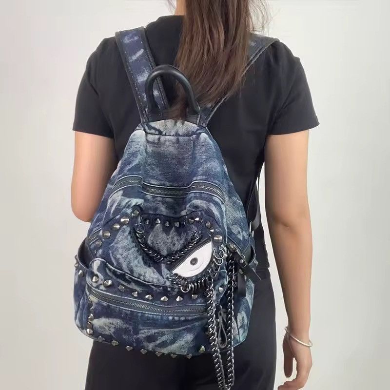 Other Punk Streetwear Rivet Capacity Canvas Eye Backpack Bag Size ONE SIZE - 6 Thumbnail