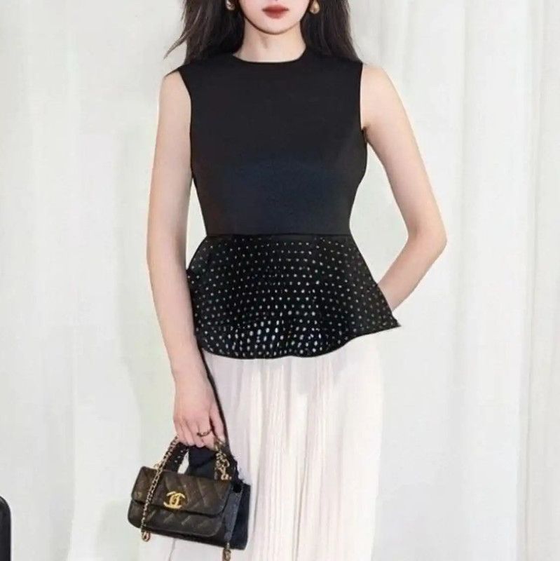 Dior Dior Women's Black Wool Short Sleeve Top 0089 Size S / US 4 / IT 40 - 1 Thumbnail