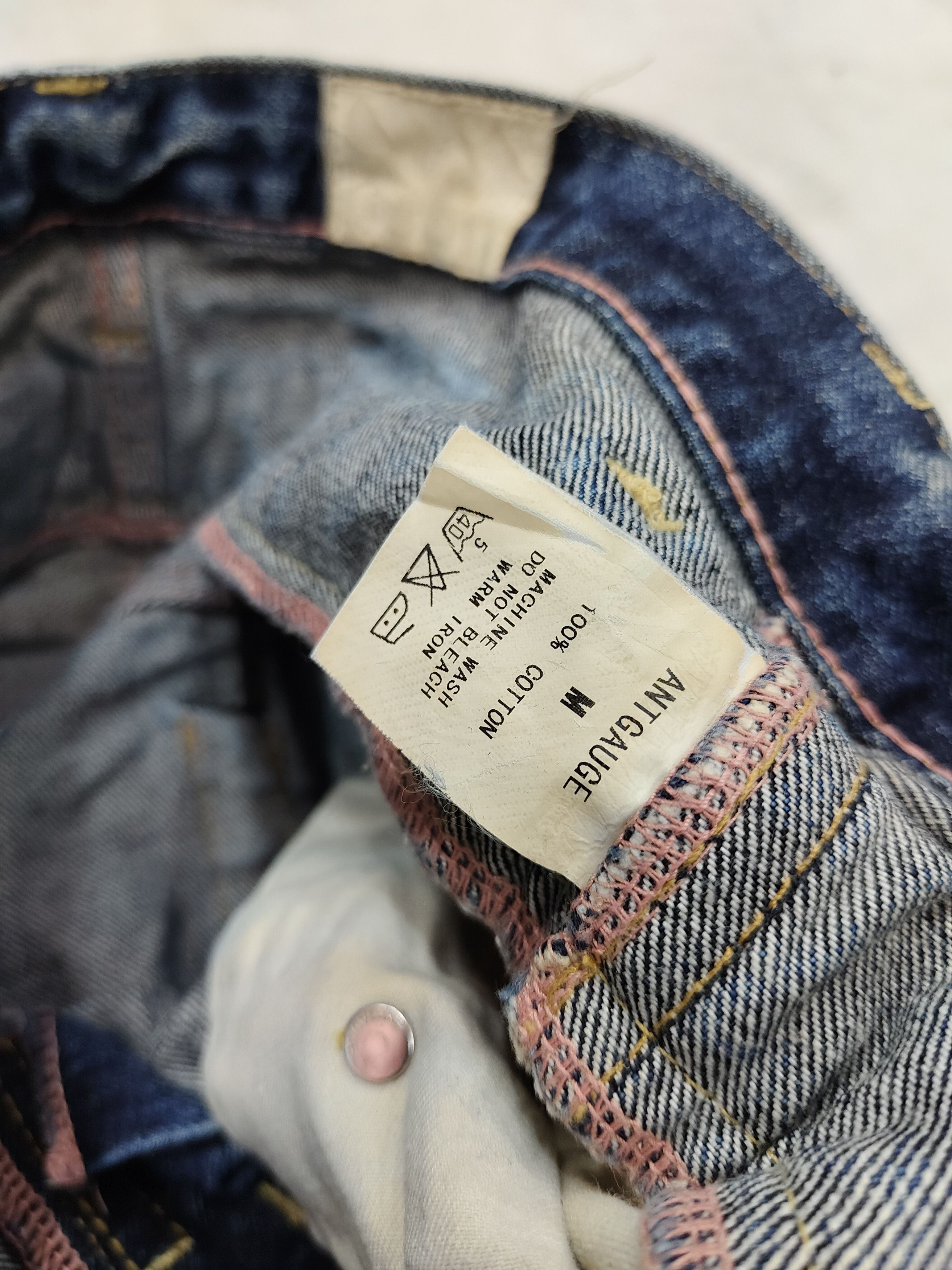Japanese Brand 🇯🇵 Vtg Antgauge 🇯🇵 Army Pacth Studded Double Waist Jeans Size 29" - 7 Thumbnail