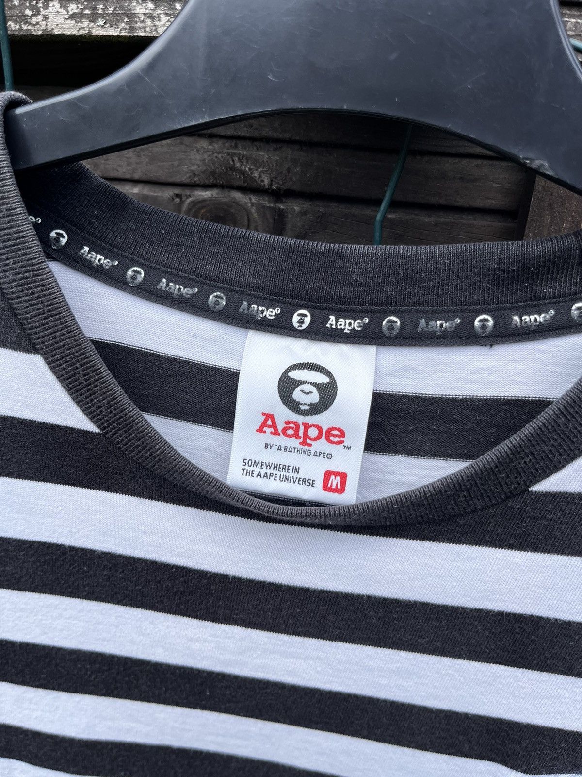 Aape 🔴 AAPE BY A BATHING APE BAPE STRIPED TEE LOGO OG SHIRT Size US M / EU 48-50 / 2 - 4 Thumbnail