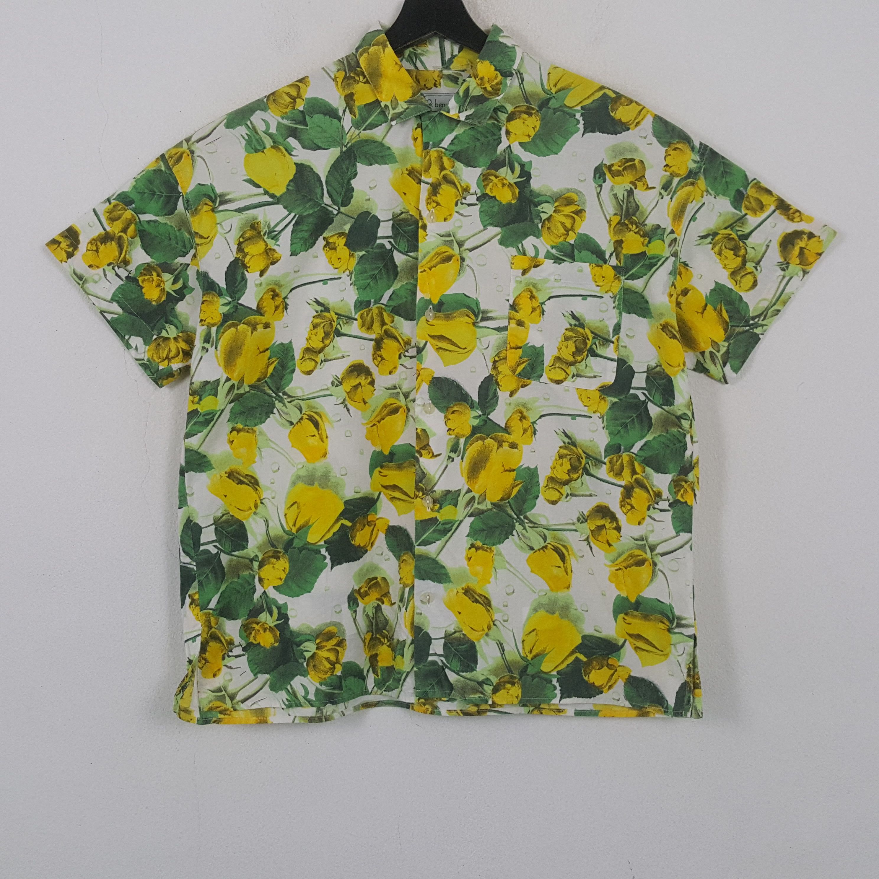 Benetton Benetton Floral Flowers Design Shirt RR7 Size US L / EU 52-54 / 3 - 1 Thumbnail