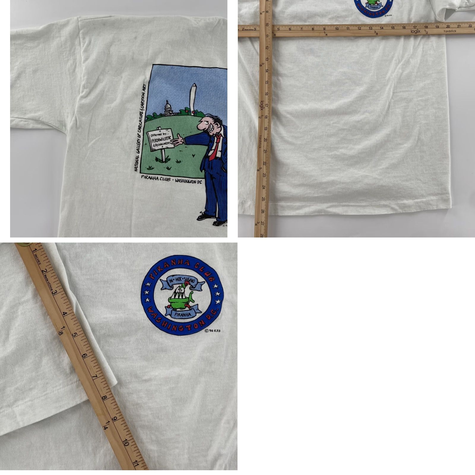 Fruit Of The Loom VINTAGE 90s Piranha Club Political Comedy Graphic Tee Adult Large White Tint Mens Size US L / EU 52-54 / 3 - 8 Thumbnail