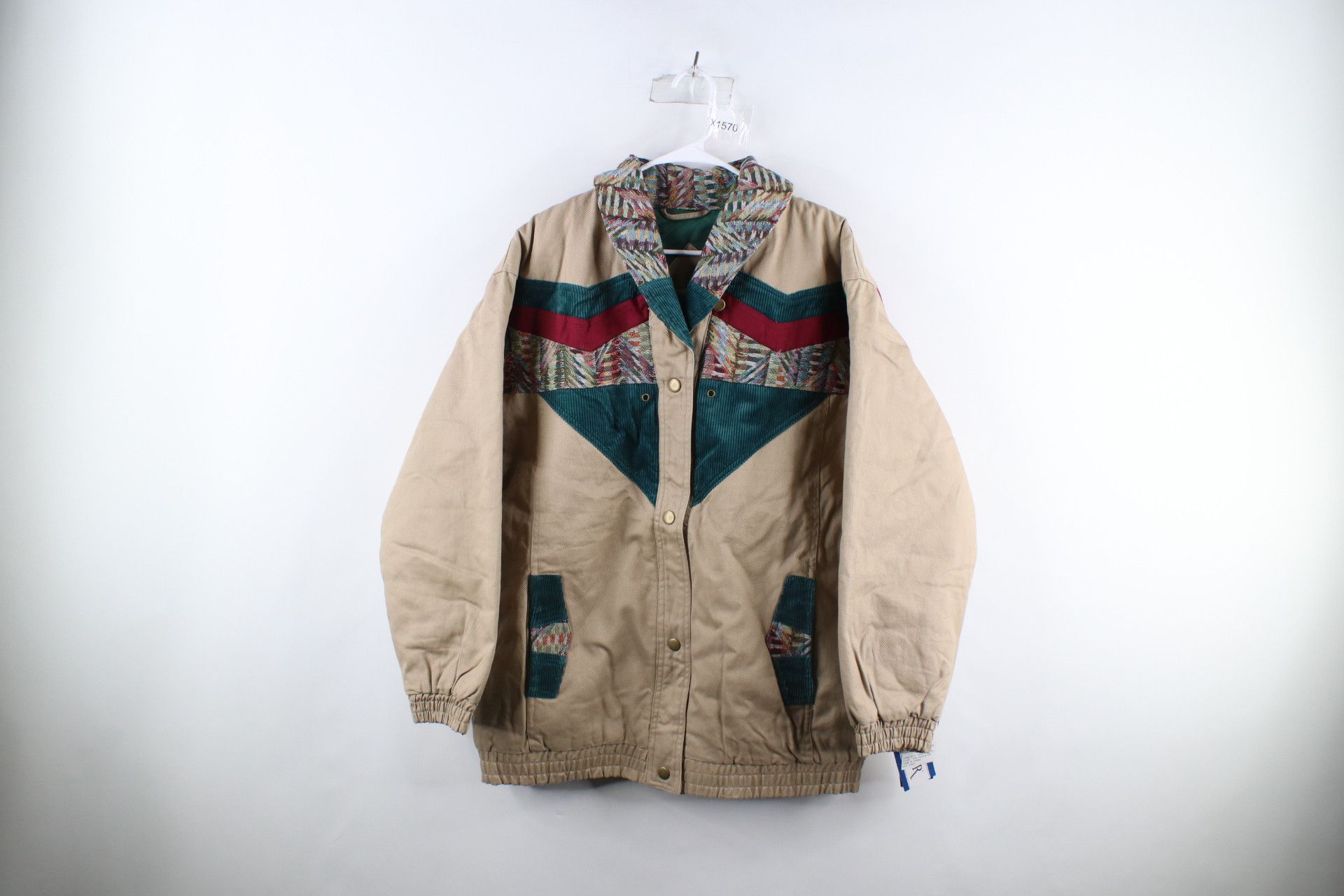 image of Deadstock Vintage 90's Streetwear Fiesta Quilted Jacket Beige, Women's (Size XL)