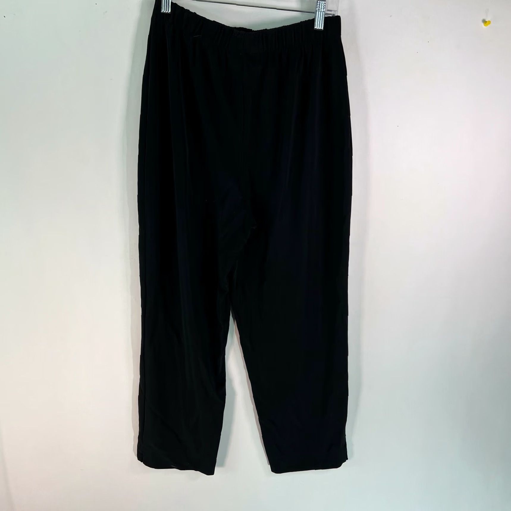 Vintage Susan Graver Women Pant Black Flat Front Straight Leg Elastic Waist PM Dress Pant Size 32" / US 10 / IT 46 - 2 Thumbnail