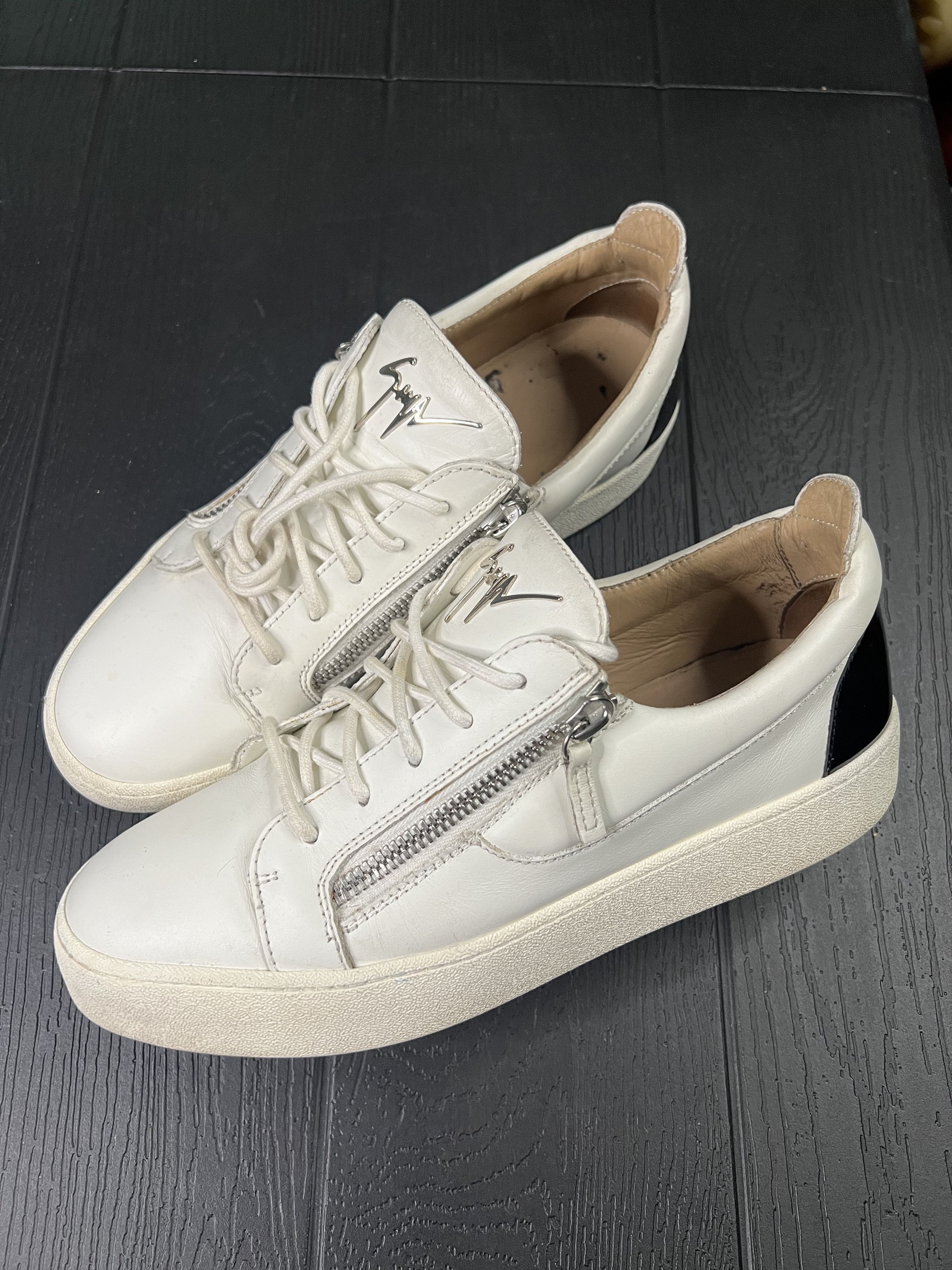 Giuseppe Zanotti Giuseppe Zanotti Double Zip Low Top Sneaker White Black Size US 11 / EU 44 - 1 Thumbnail