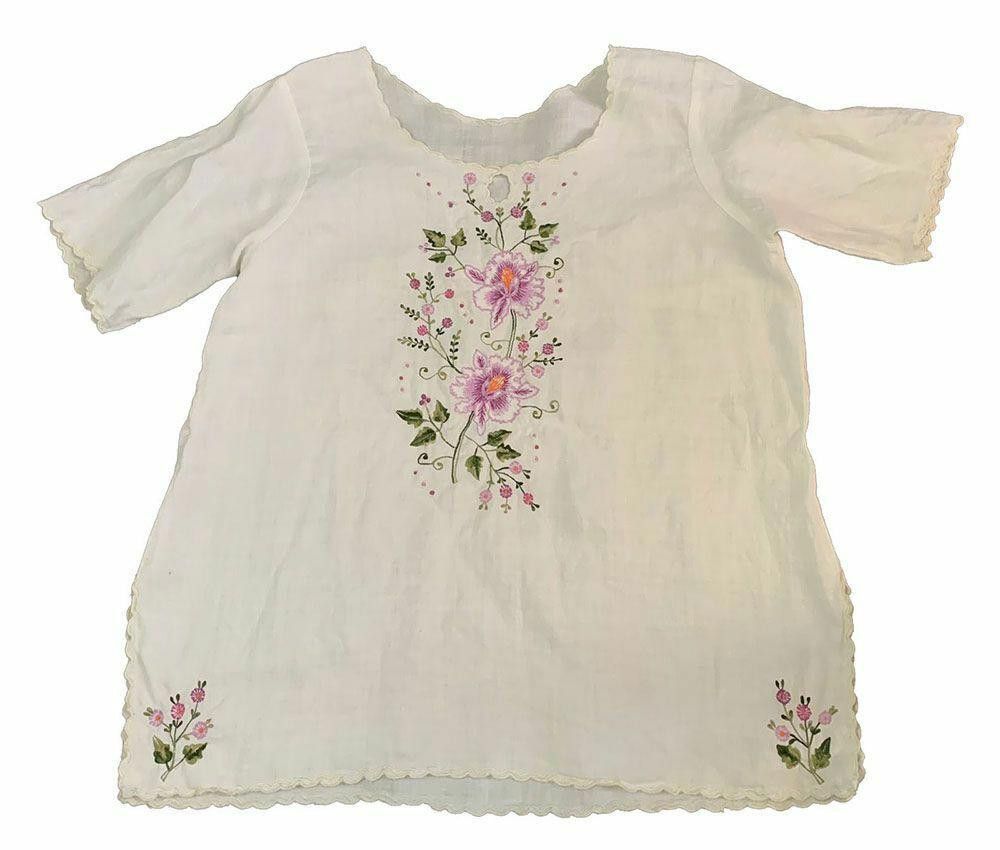 Designer New White Hand Made Embroidered Blouse L Size L / US 10 / IT 46 - 2 Thumbnail