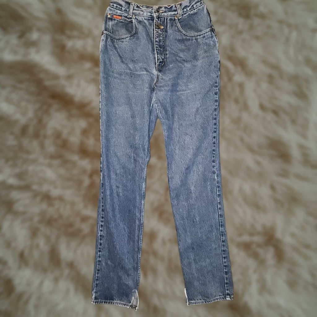 Vintage VINTAGE Lawman Jeans Women's 11 High Rise Blue Distressed Straight 80s 90s Cowboy Boys? Size 32" / US 10 / IT 46 - 1 Thumbnail