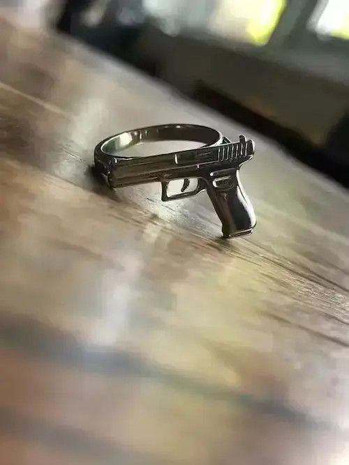 Jewelry Pistol Gun Ring 9mm Hip Hop Jewelry Demon Vibes Devil Size ONE SIZE - 3 Thumbnail