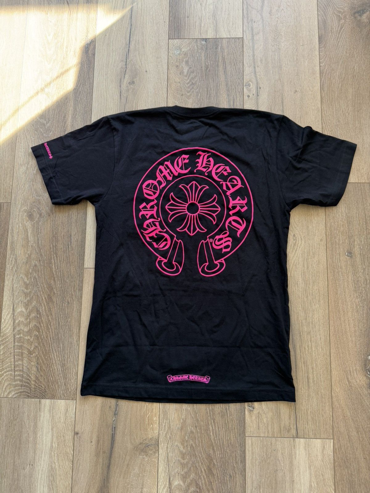 Chrome Hearts Chrome Hearts Neon Pink Stripe Logo Tee | Grailed