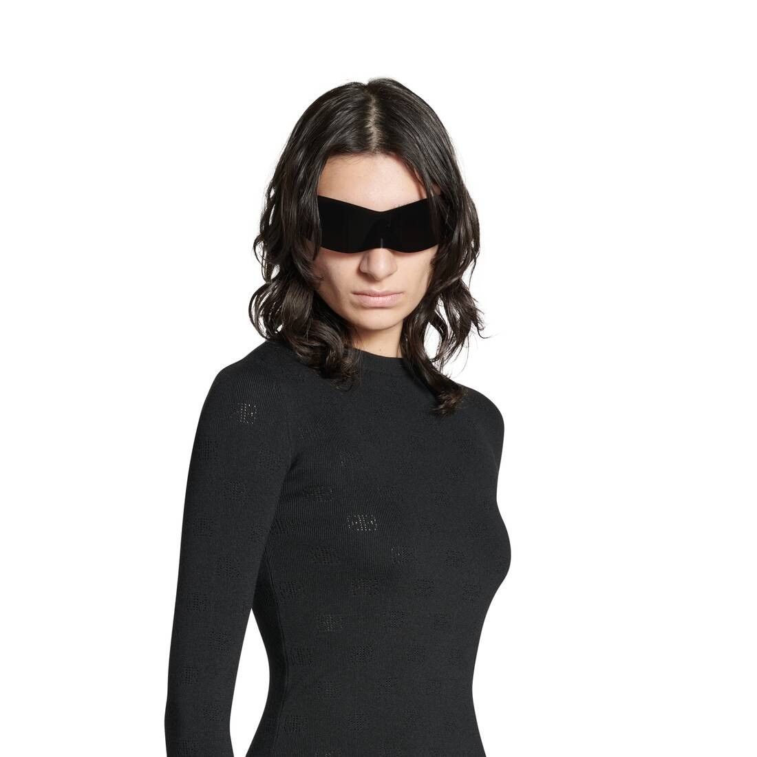 Balenciaga o1s1wg110126 BB Allover Cropped Sweater in Black Size S / US 4 / IT 40 - 5 Thumbnail