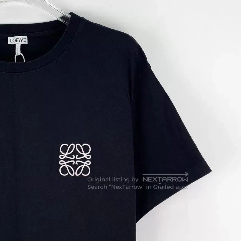 Loewe Loewe Black logo embroidered cotton round neck short sleev Size US M / EU 48-50 / 2 - 3 Thumbnail