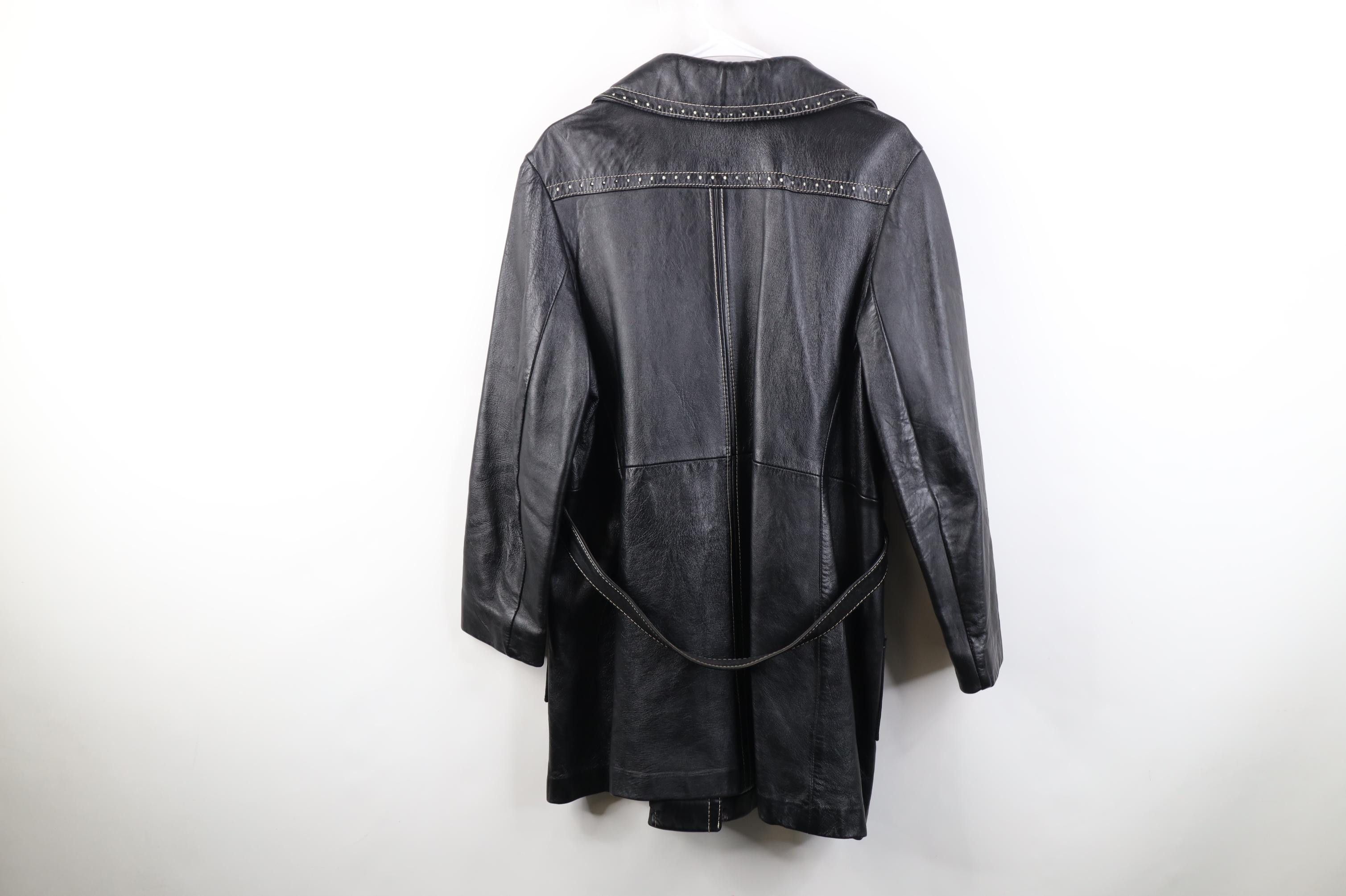 Vintage Vintage 70s Streetwear Leather Trench Coat Jacket Black Size L / US 10 / IT 46 - 16 Thumbnail