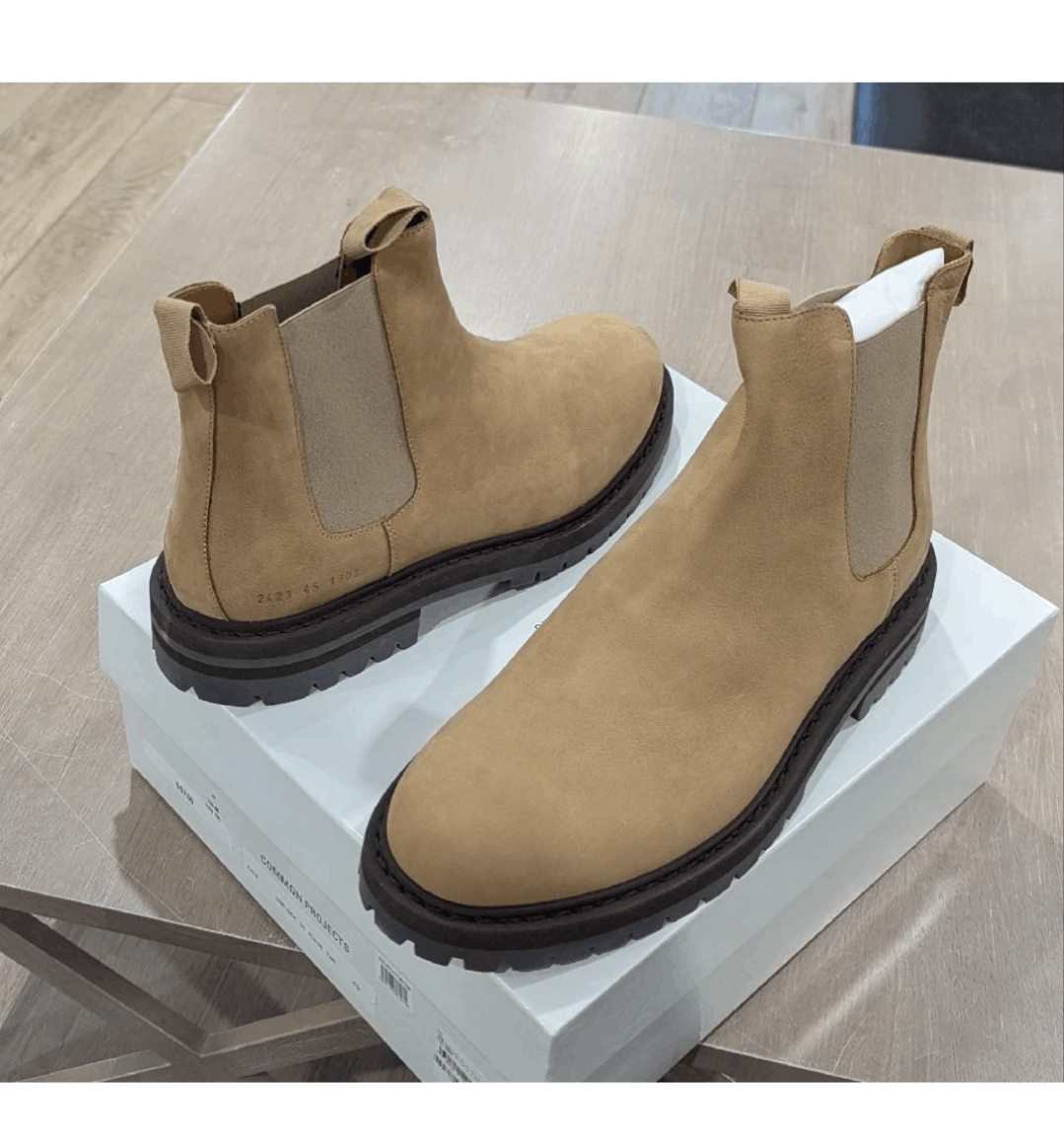 Common Projects Smooth Suede Chelsea Boots Tan 46 US 13