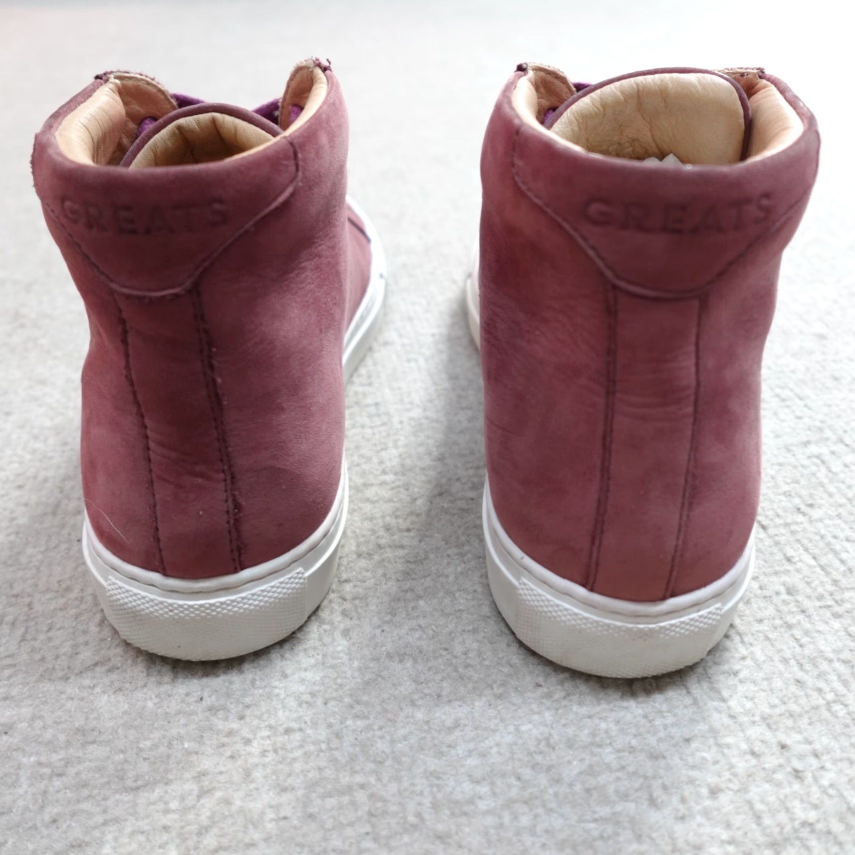 Greats GREATS Women's Sneakers High Top Suede Leather Lined Made in Italy Pink 7.5 Leather Insole Size M / US 6-8 / IT 42-44 - 4 Thumbnail