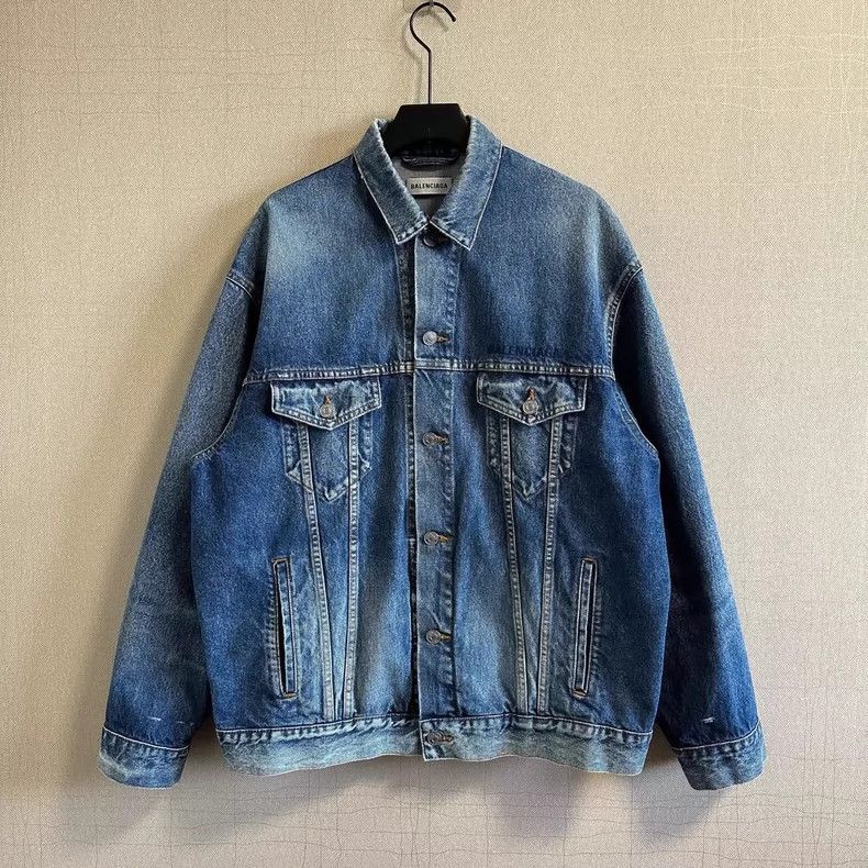 Balenciaga Balenciaga Blue Denim Jacket with Logo Size US M / EU 48-50 / 2 - 1 Thumbnail