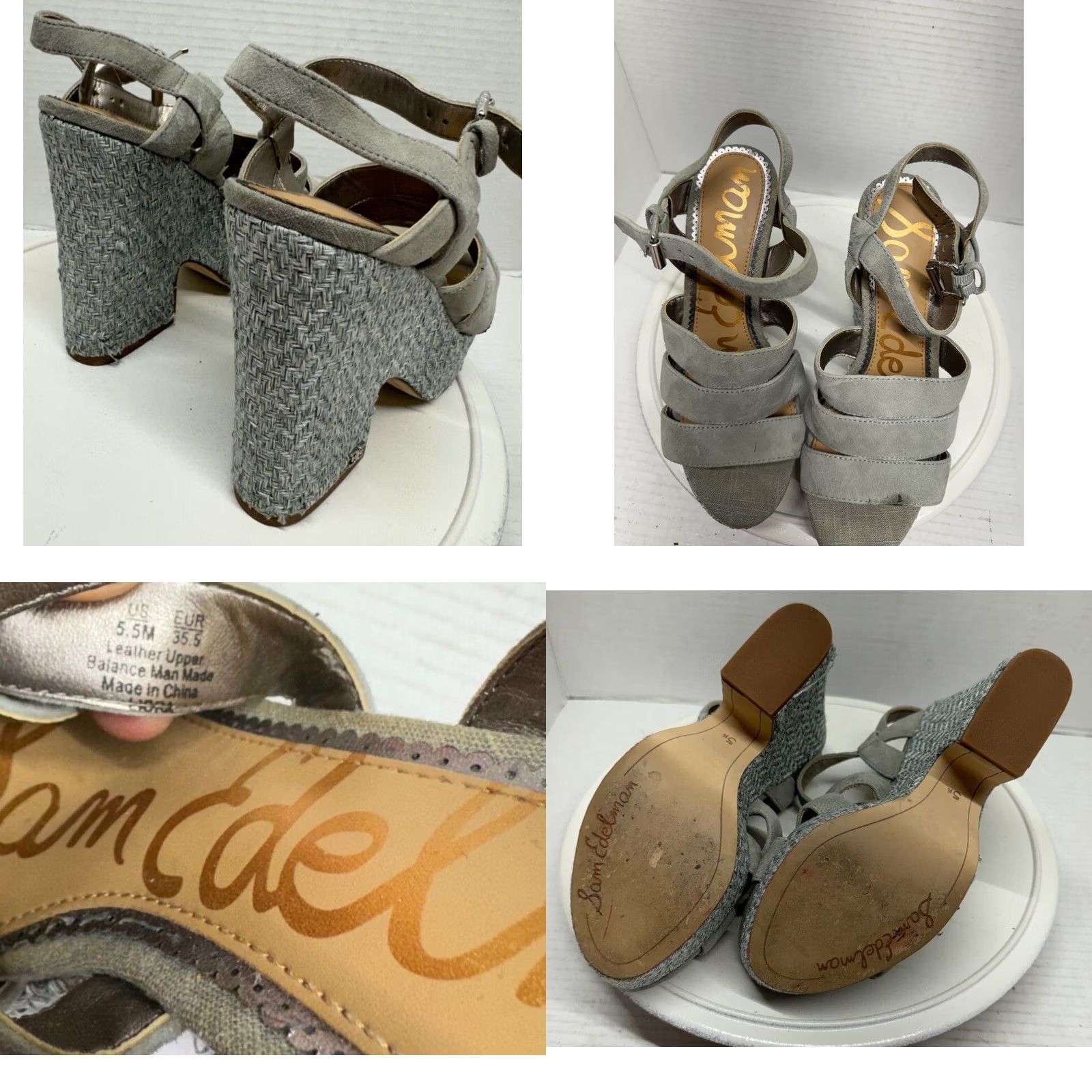 Sam Edelman Sam Edelman Liora Platform Heels Women 5.5M 35.5 Gray Open straps Buckles 5" Size US 4 / IT 34 - 8 Thumbnail