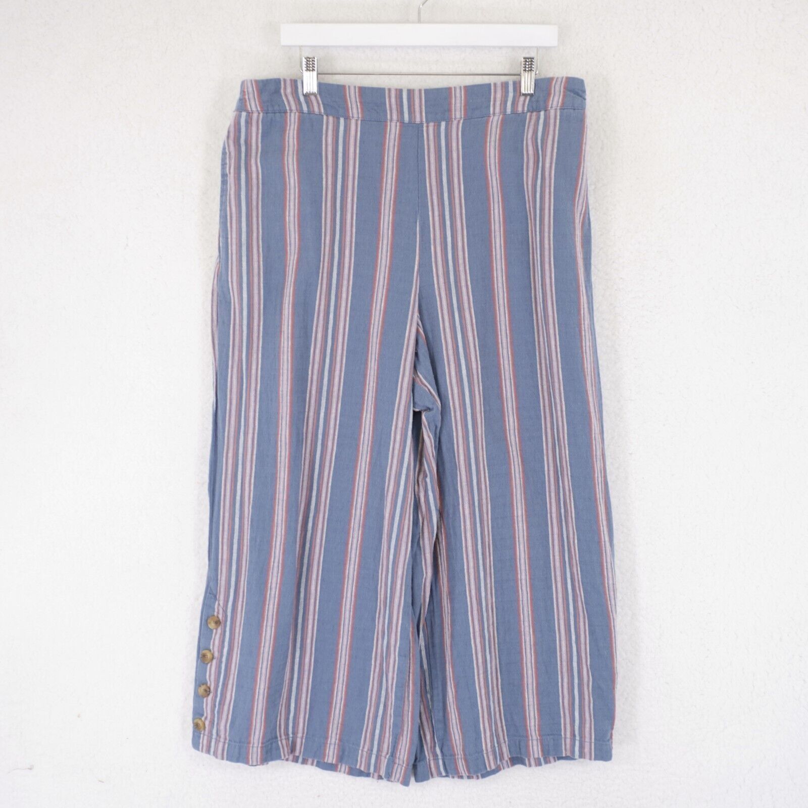 Designer A.n.a. XL Wide Leg Capri Pants Blue Pink Striped High Rise 3 Size 36" / US 14 / IT 50 - 1 Thumbnail